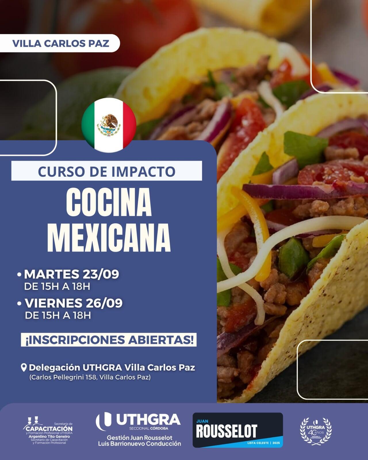 Nuevo curso de Cocina Mexicana en UTHGRA Villa Carlos Paz